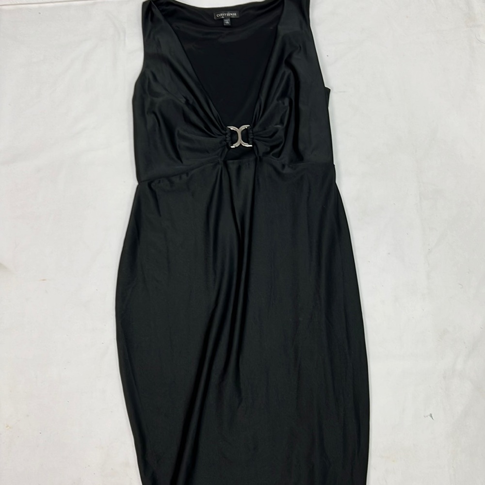#1217 Curvy Sense Black Silk and Flowy Dress | Size: 1X